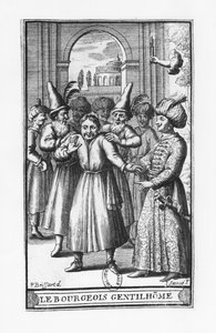 ジャンソーブ（fl.1660-91）によって彫刻されたモリエール（1622-73）による「ルブルジョワジェンティロム」のイラスト 作： Pierre Brissart